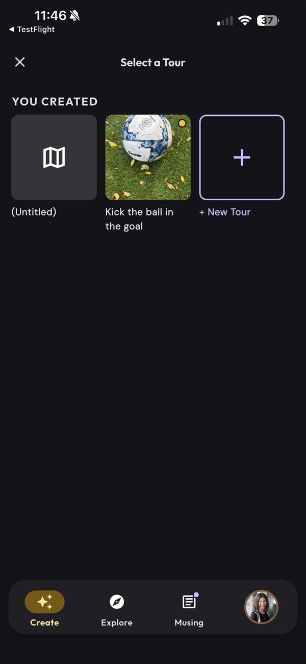 TourMuse tour creation screen